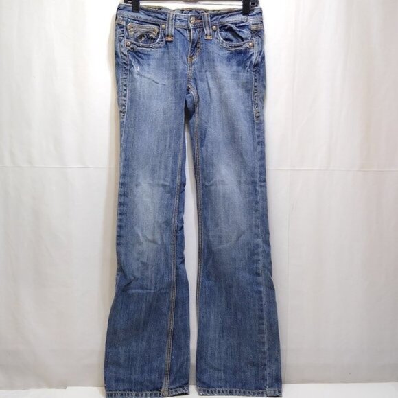 VF Jeanswear Women's 3x34 Low Rise Flared Legs With Silver & Gold Mini-Studs EUC - Picture 1 of 12
